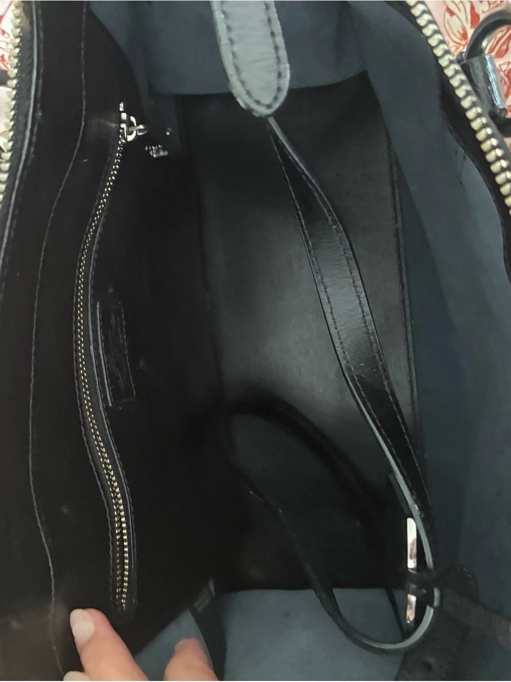Lauren Ralph Lauren Black Leather Satchel with Silver Hardware